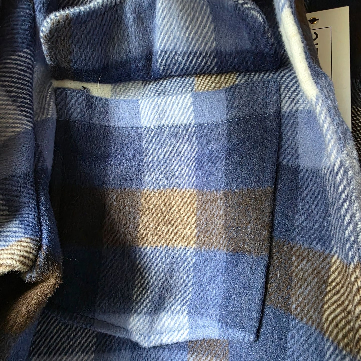 For The Republic Plaid Button-Down Cropped Jacket M/M Blue/Brown Multi Polyester