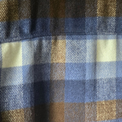 For The Republic Plaid Button-Down Cropped Jacket M/M Blue/Brown Multi Polyester