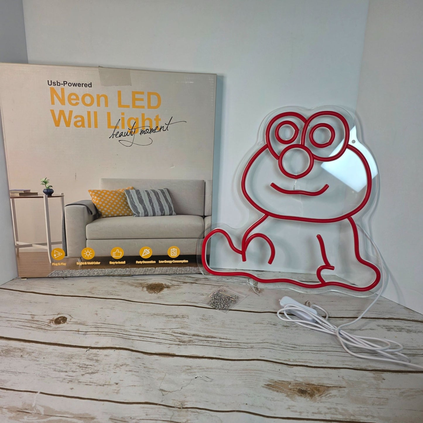 Neon LED Wall Light Red Elmo Cartoon Usb-Powered
