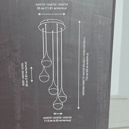 Artika Glitzer 5-Light LED Pendant Fixture With Chrome Plated Finish & Glass Crystals