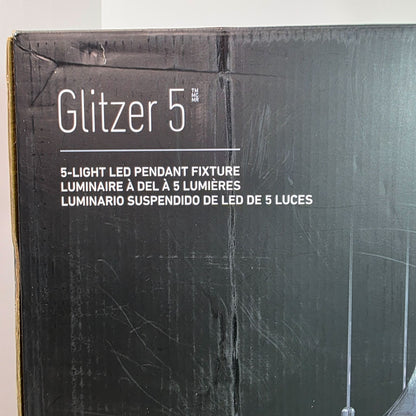 Artika Glitzer 5-Light LED Pendant Fixture With Chrome Plated Finish & Glass Crystals