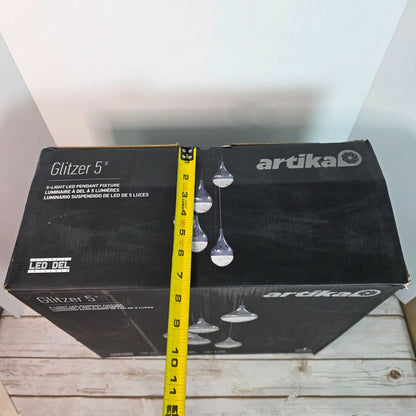 Artika Glitzer 5-Light LED Pendant Fixture With Chrome Plated Finish & Glass Crystals