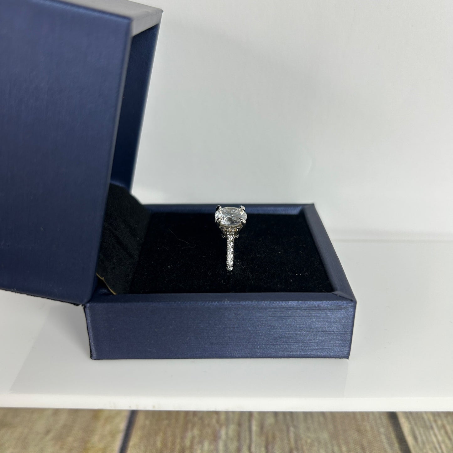 Sterling Silver White Sapphire Engagement Ring Round Cut Nickel-Free