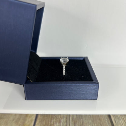 Sterling Silver White Sapphire Engagement Ring Round Cut Nickel-Free