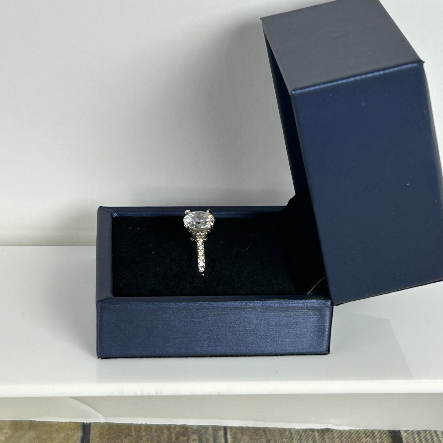 Sterling Silver White Sapphire Engagement Ring Round Cut Nickel-Free