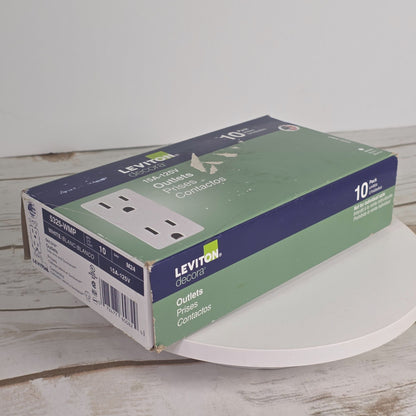 Leviton Decora 15A-125V Duplex Outlets 10 Pack White Indoor Use Made In USA