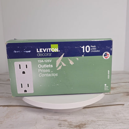 Leviton Decora 15A-125V Duplex Outlets 10 Pack White Indoor Use Made In USA