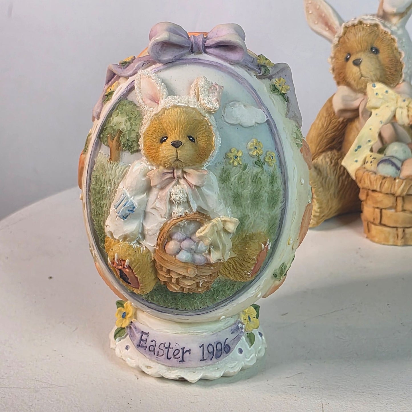 Cherished Teddies Easter Collectibles Set Of 3 Figurines 1996/1998 Bessie & Bunny Eggs China