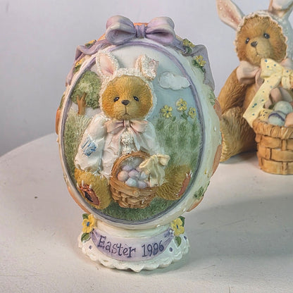 Cherished Teddies Easter Collectibles Set Of 3 Figurines 1996/1998 Bessie & Bunny Eggs China