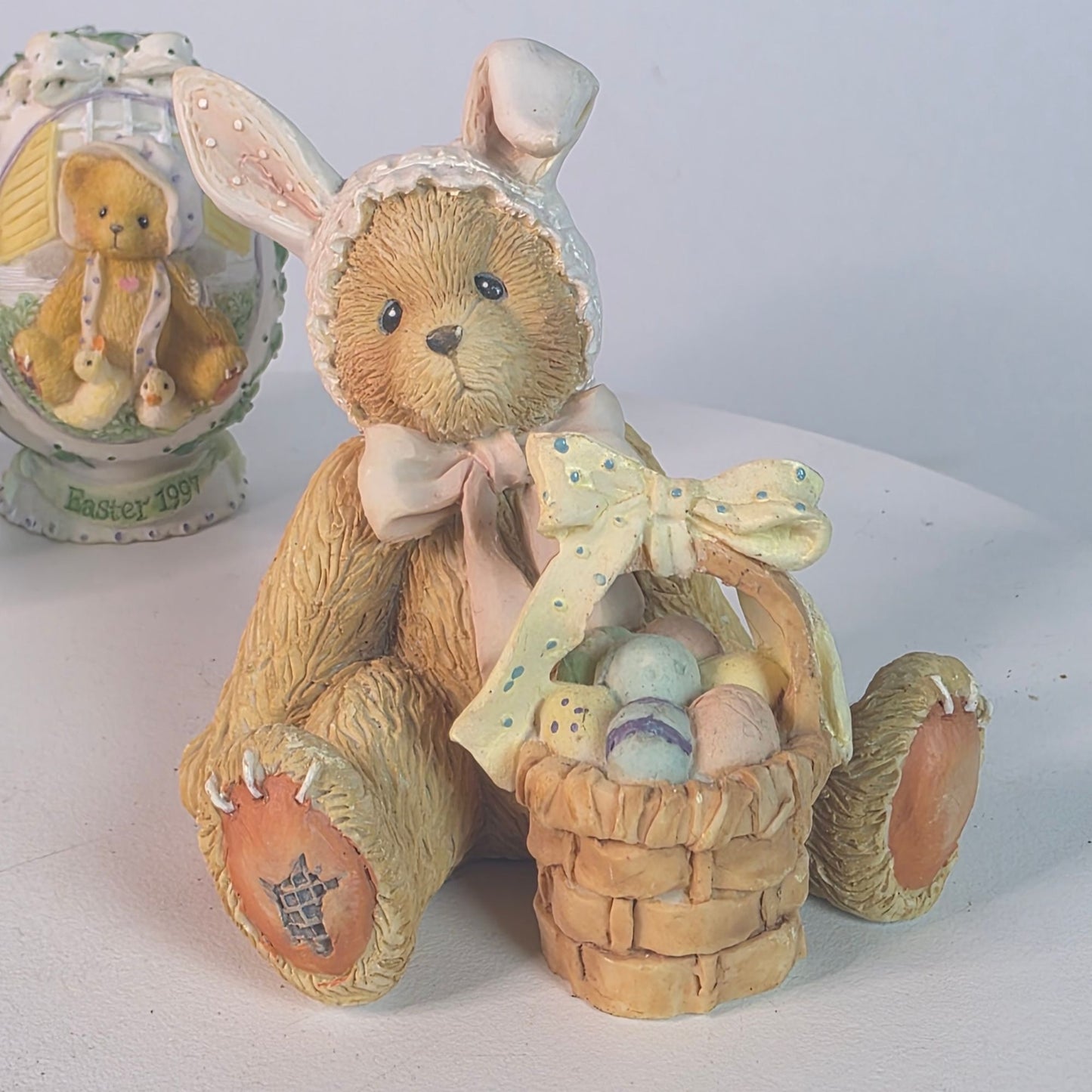 Cherished Teddies Easter Collectibles Set Of 3 Figurines 1996/1998 Bessie & Bunny Eggs China