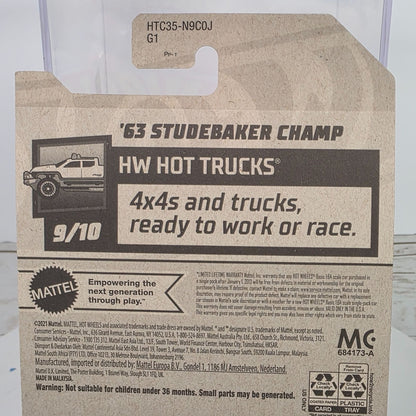 Hot Wheels 63 Studebaker Champ Red HW Hot Trucks