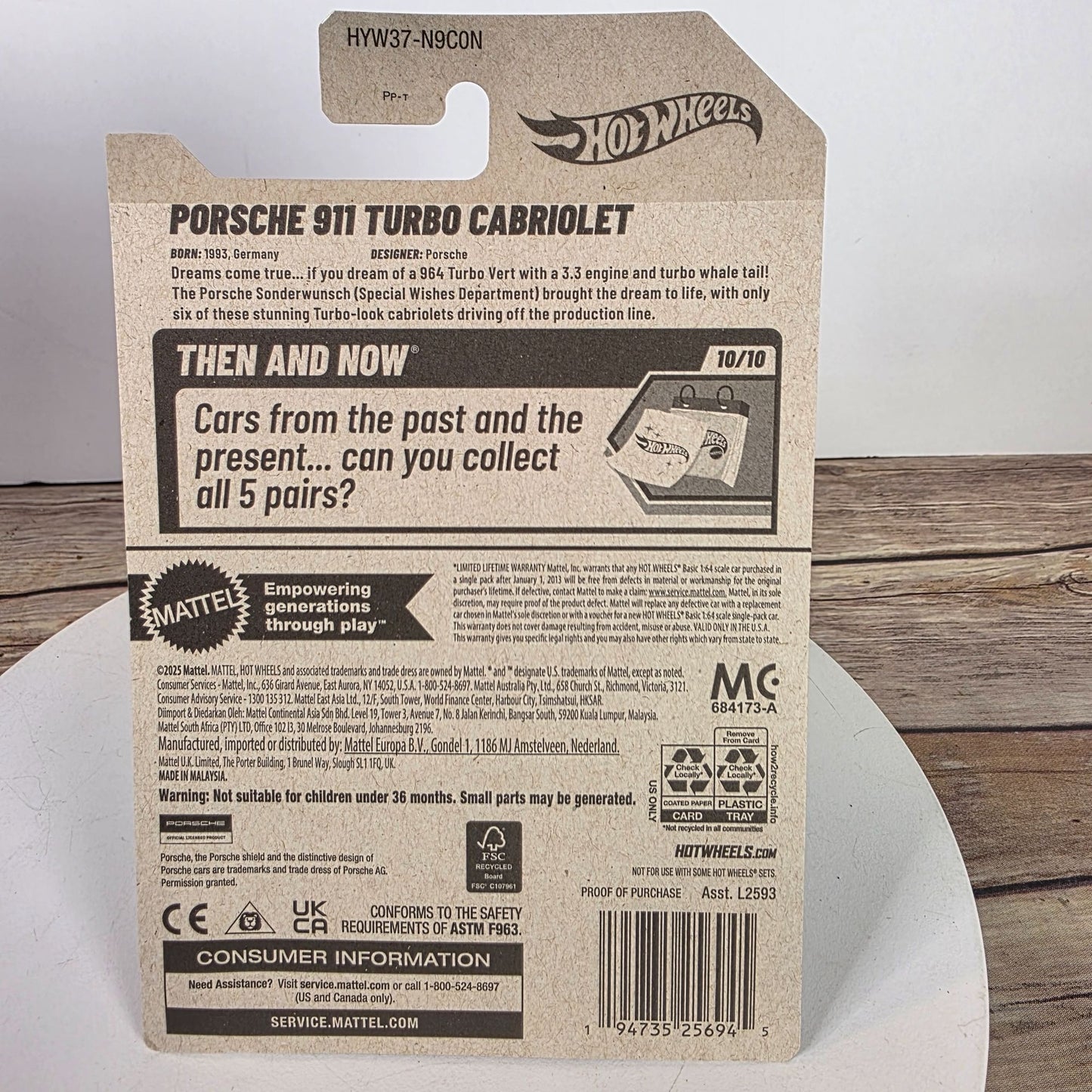 Hot Wheels 2025 Porsche 911 Turbo Cabriolet Die-Cast Car