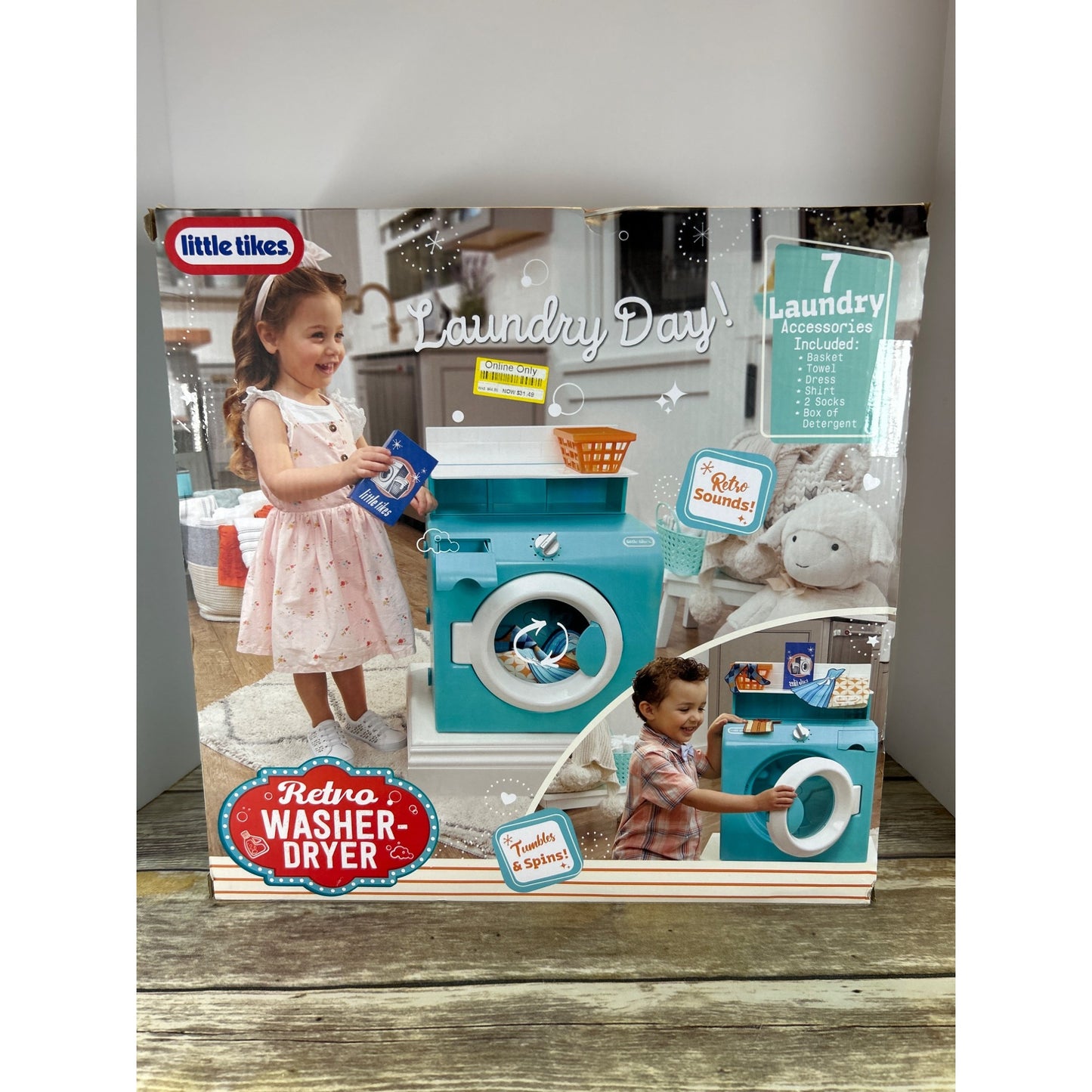Little Tikes Retro 50s Inspired Washer Dryer Playset With 7 Accessories & Realistic Sounds