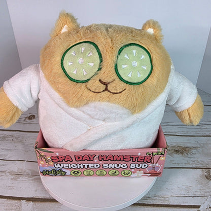 Spa Day Hamster Weighted Snug Bud Plush Toy 2.2 Lbs Stress Relief & Sleep Support Pink Sky Super Soft