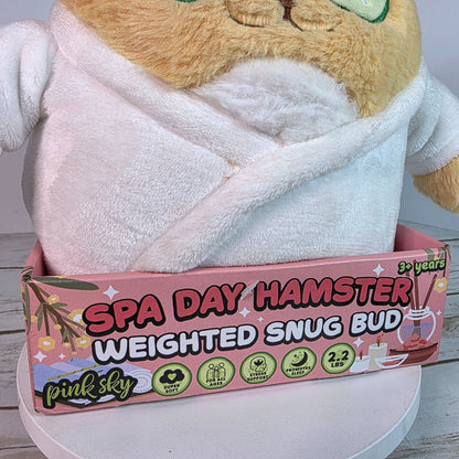 Spa Day Hamster Weighted Snug Bud Plush Toy 2.2 Lbs Stress Relief & Sleep Support Pink Sky Super Soft