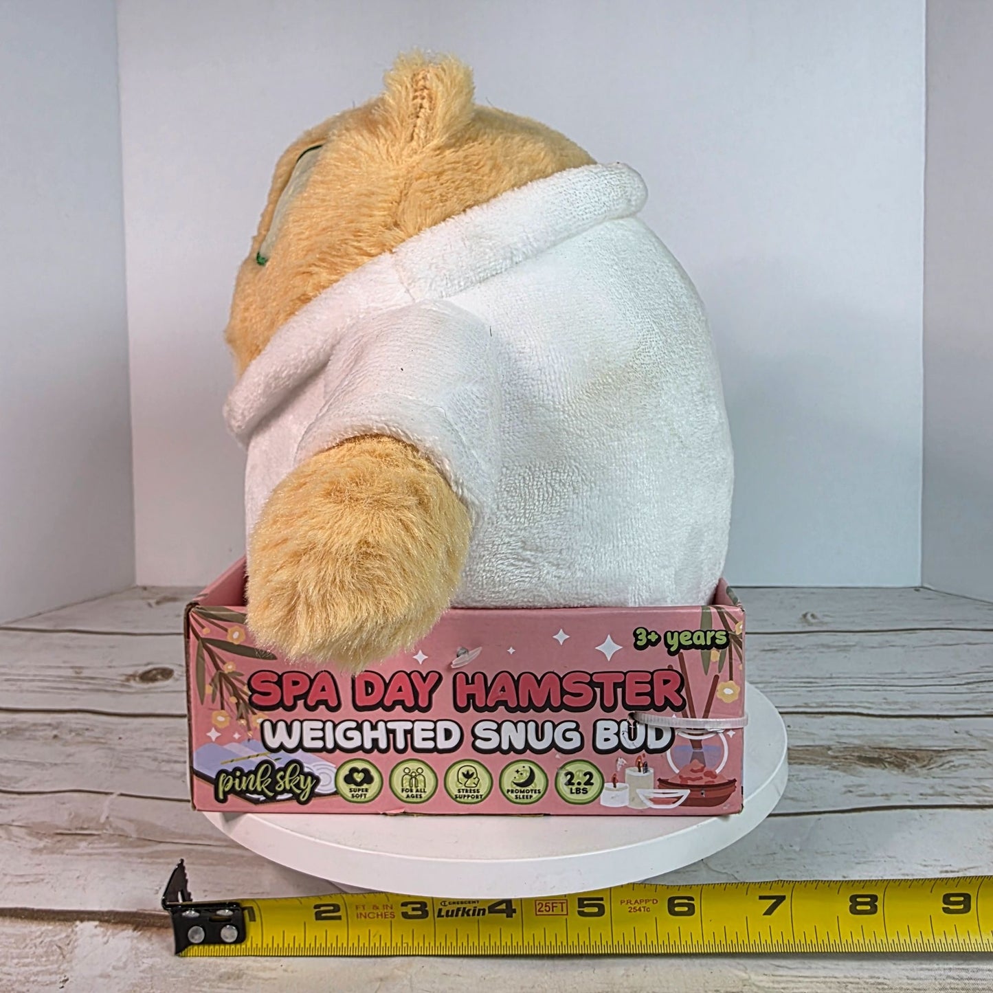 Spa Day Hamster Weighted Snug Bud Plush Toy 2.2 Lbs Stress Relief & Sleep Support Pink Sky Super Soft