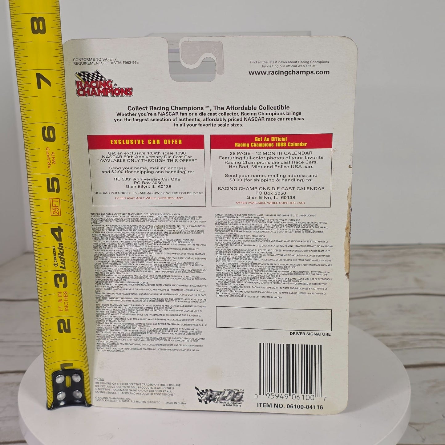 Bobby Hamilton Racing Champions 50th Anniversary Diecast Car With Opening Hood & Real Rubber Tires