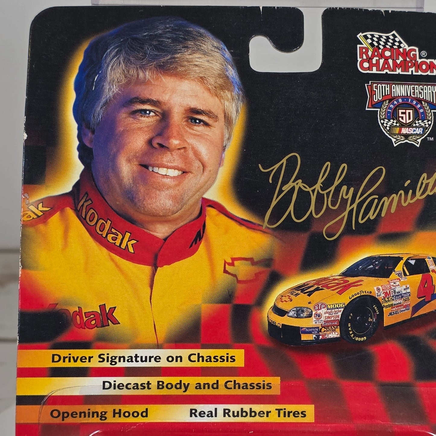 Bobby Hamilton Racing Champions 50th Anniversary Diecast Car With Opening Hood & Real Rubber Tires