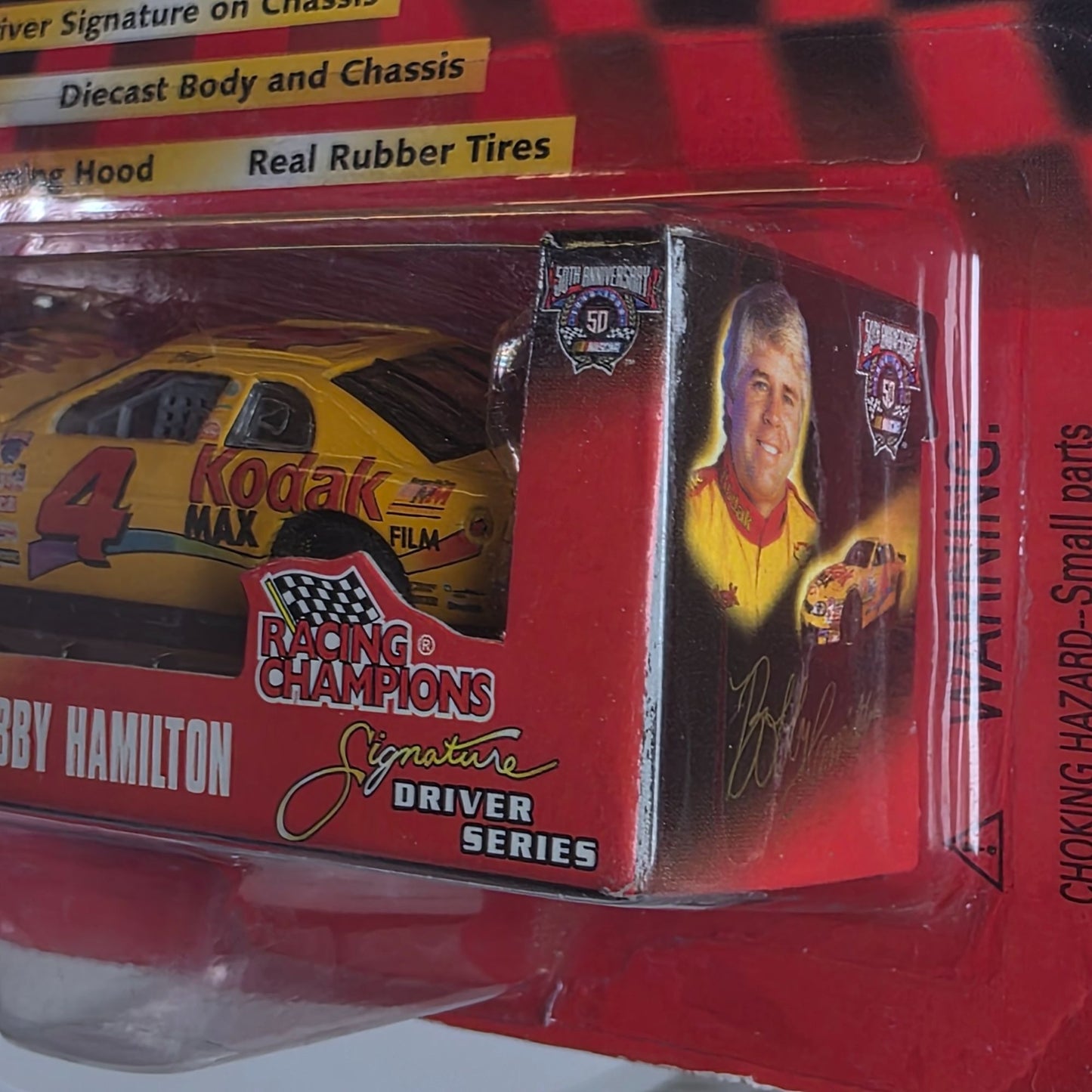 Bobby Hamilton Racing Champions 50th Anniversary Diecast Car With Opening Hood & Real Rubber Tires