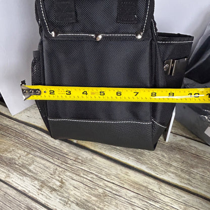 NEW AUPOFIT 7-PIECE PROFESSIONAL TOOL BELT SET WITH SUSPENDERS & 32 POCKETS - BLACK HEAVY DUTY CONSTRUCTION POUCH