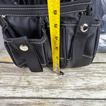 NEW AUPOFIT 7-PIECE PROFESSIONAL TOOL BELT SET WITH SUSPENDERS & 32 POCKETS - BLACK HEAVY DUTY CONSTRUCTION POUCH