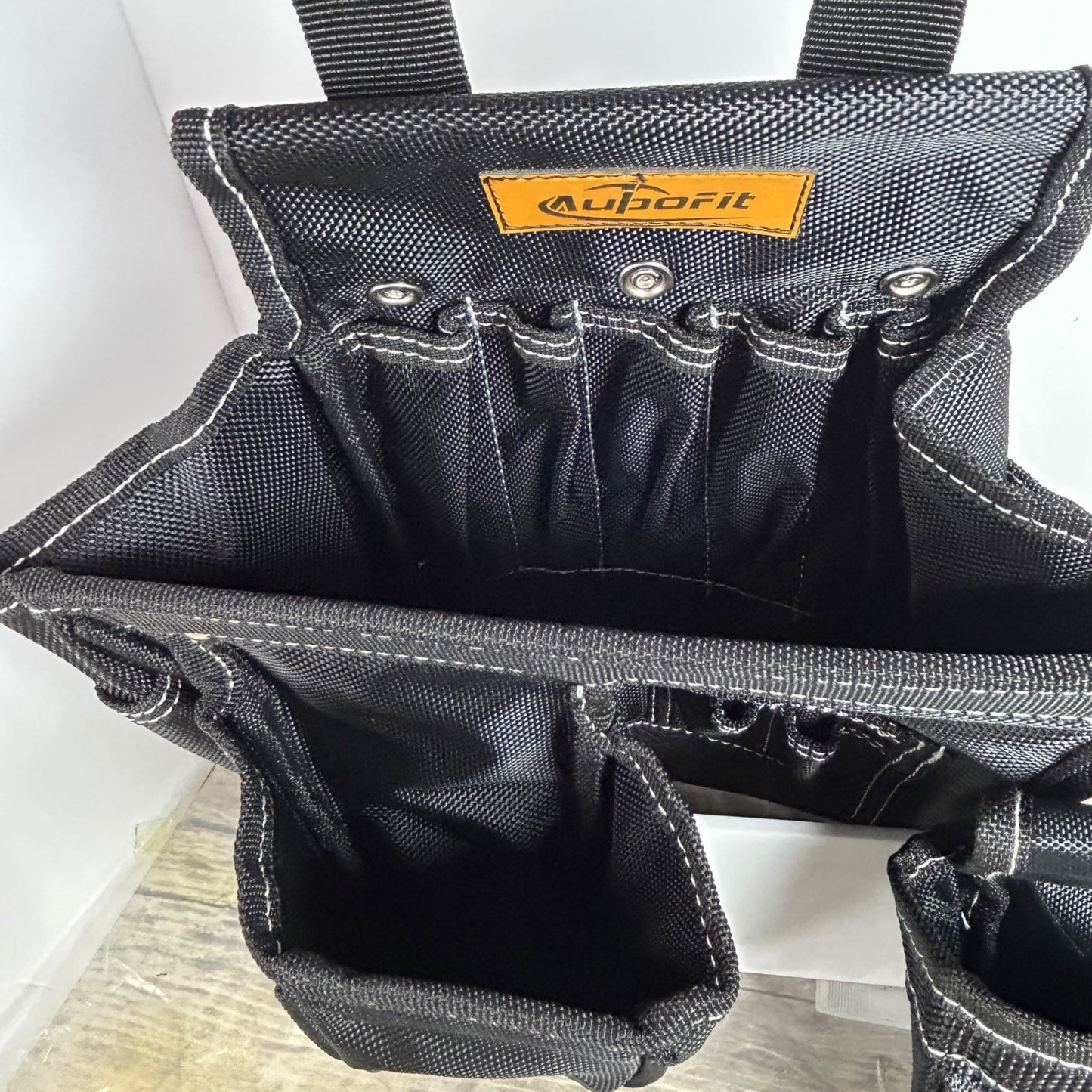 NEW AUPOFIT 7-PIECE PROFESSIONAL TOOL BELT SET WITH SUSPENDERS & 32 POCKETS - BLACK HEAVY DUTY CONSTRUCTION POUCH