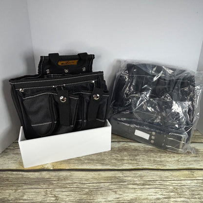 NEW AUPOFIT 7-PIECE PROFESSIONAL TOOL BELT SET WITH SUSPENDERS & 32 POCKETS - BLACK HEAVY DUTY CONSTRUCTION POUCH