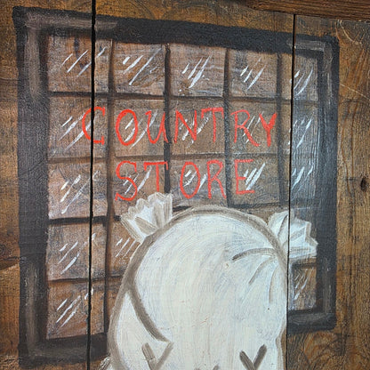 Hand Painted Wooden Serving Tray Folk Art Country Store Rustic Decor