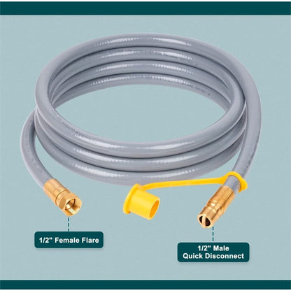 Burntouch 1/2" ID Natural Gas Hose 10FT Low Pressure LPG For Weber Char-Broil