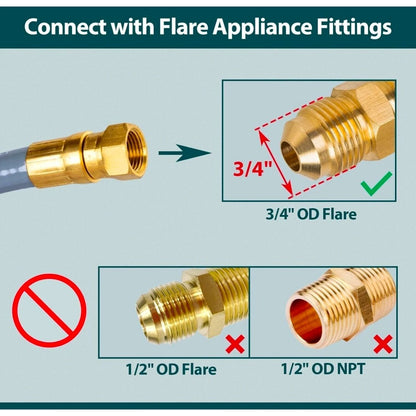 Burntouch 1/2" ID Natural Gas Hose 10FT Low Pressure LPG For Weber Char-Broil