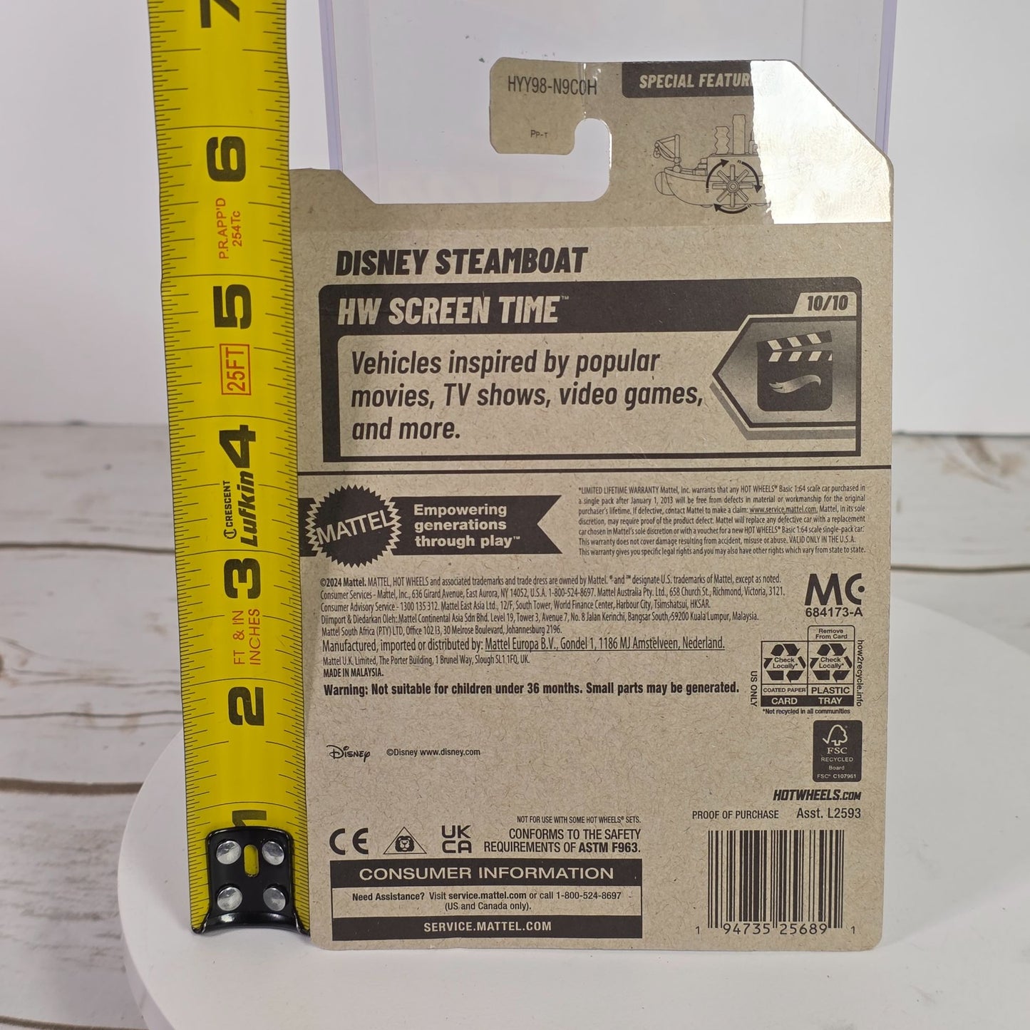 Hot Wheels Disney Mickey Mouse Steamboat Die-Cast Toy Car 166/250 Collectible