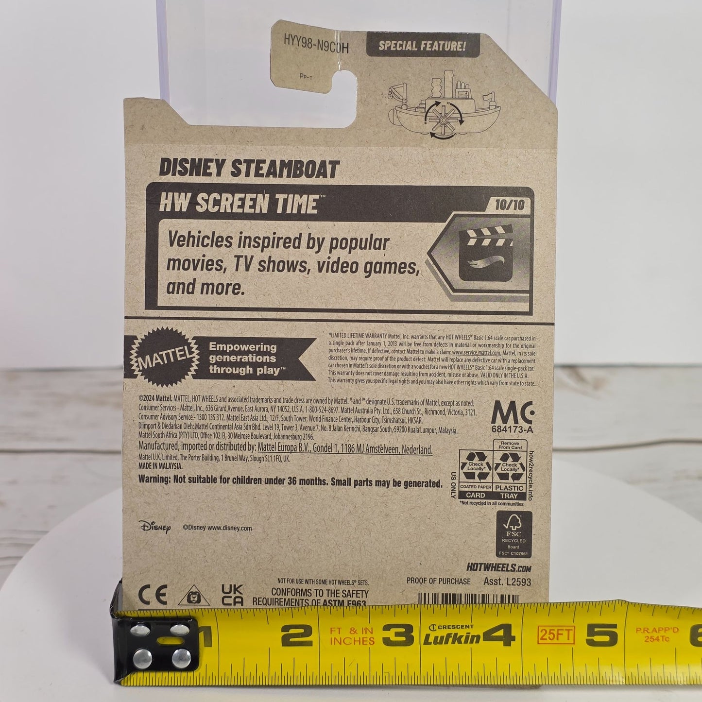 Hot Wheels Disney Mickey Mouse Steamboat Die-Cast Toy Car 166/250 Collectible