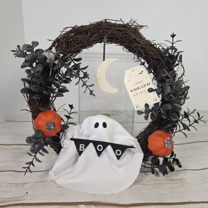 Targets Bullseye Playground Halloween 2024 Ghost Wreath With Boo Banner 9-Inch Window Hanging Decor