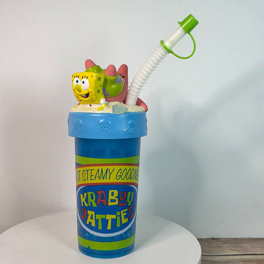 2004 SpongeBob SquarePants Krabby Patties Tumbler With Straw