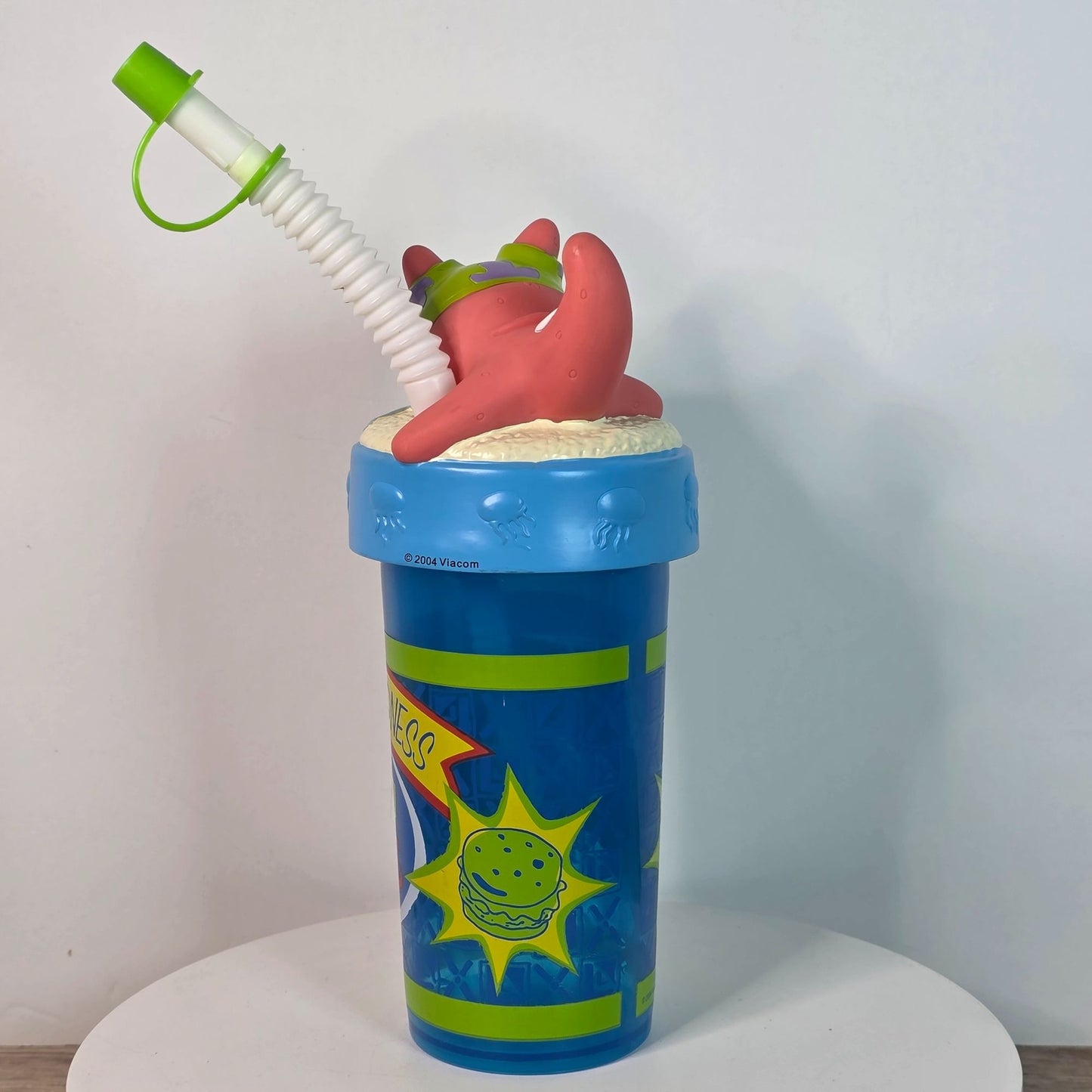 2004 SpongeBob SquarePants Krabby Patties Tumbler With Straw