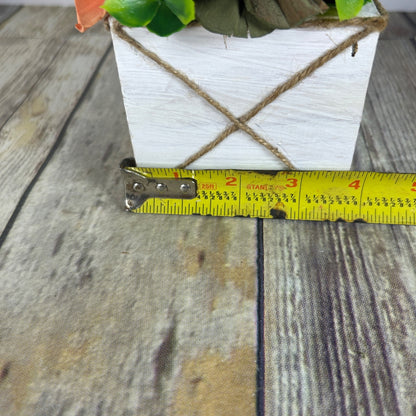 Rustic Sola Wood Flower Arrangement In White Wooden Box