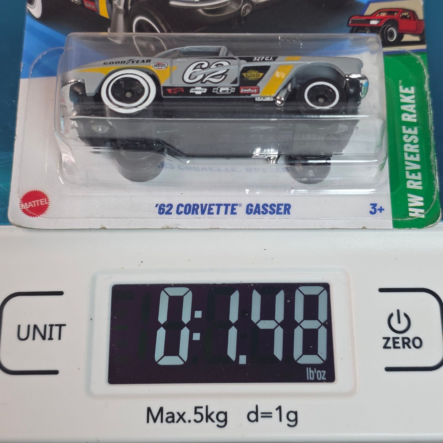 Hot Wheels 62 Corvette Gasser HW Reverse Rake 182/250 Limited Edition Die-Cast Toy Car For Collectors 3+