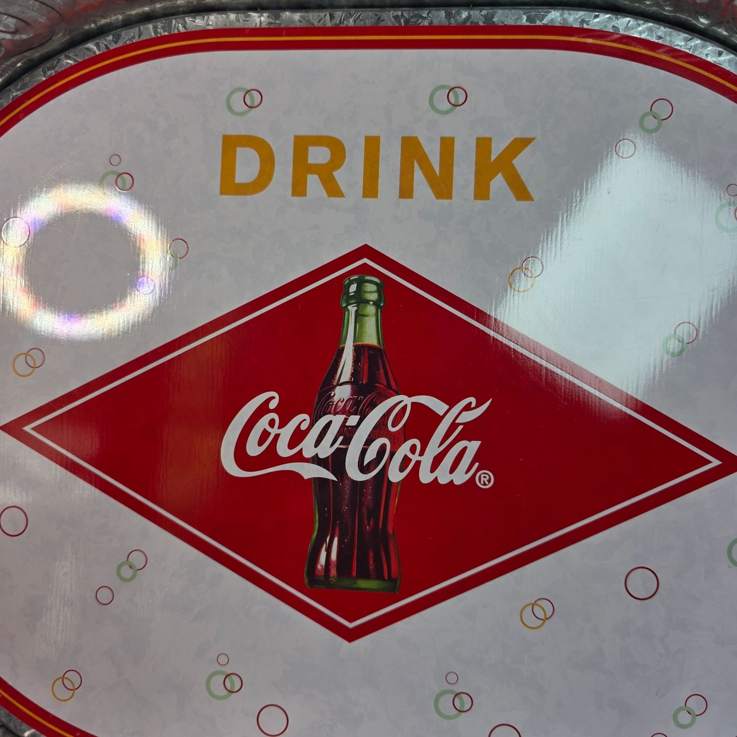 Coca-Cola Oval Galvanized Serving Tray With Handles Vintage Style Collectible