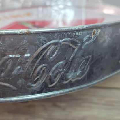 Coca-Cola Oval Galvanized Serving Tray With Handles Vintage Style Collectible