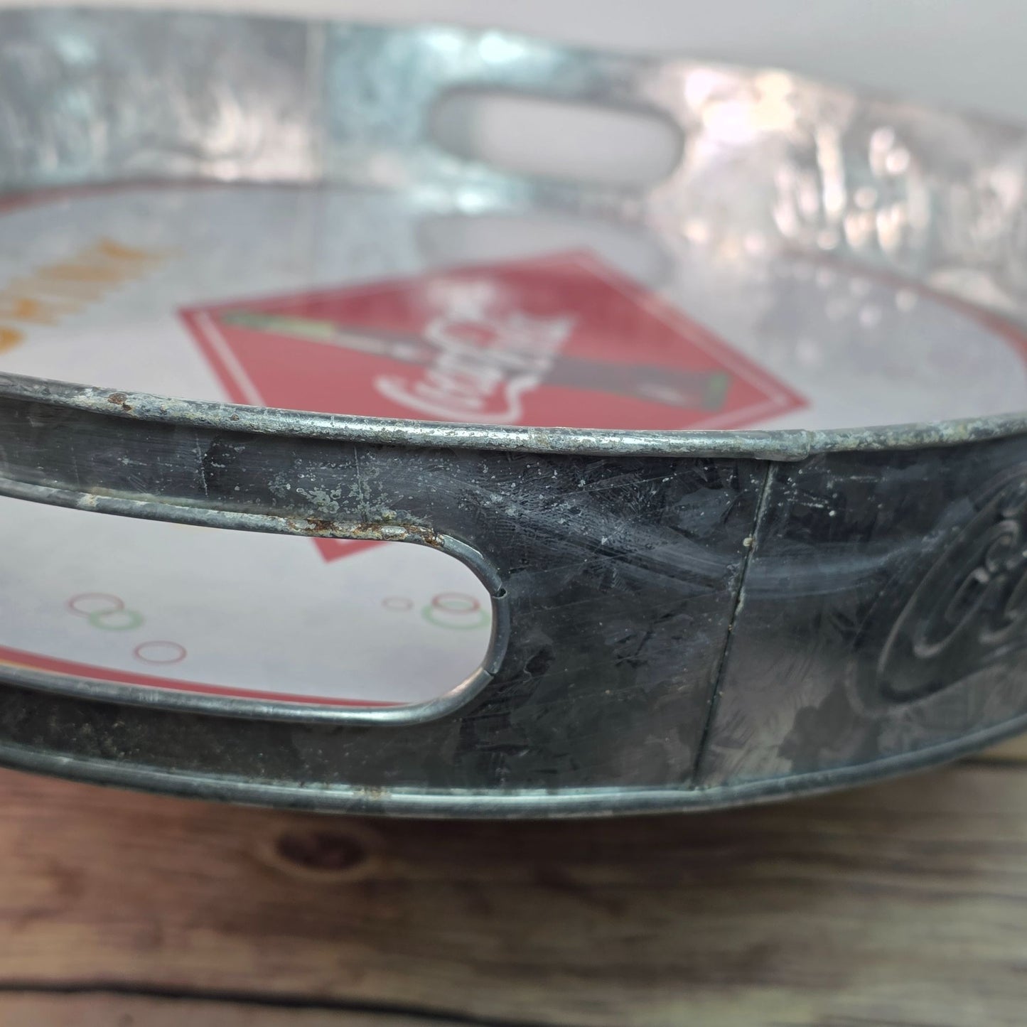 Coca-Cola Oval Galvanized Serving Tray With Handles Vintage Style Collectible