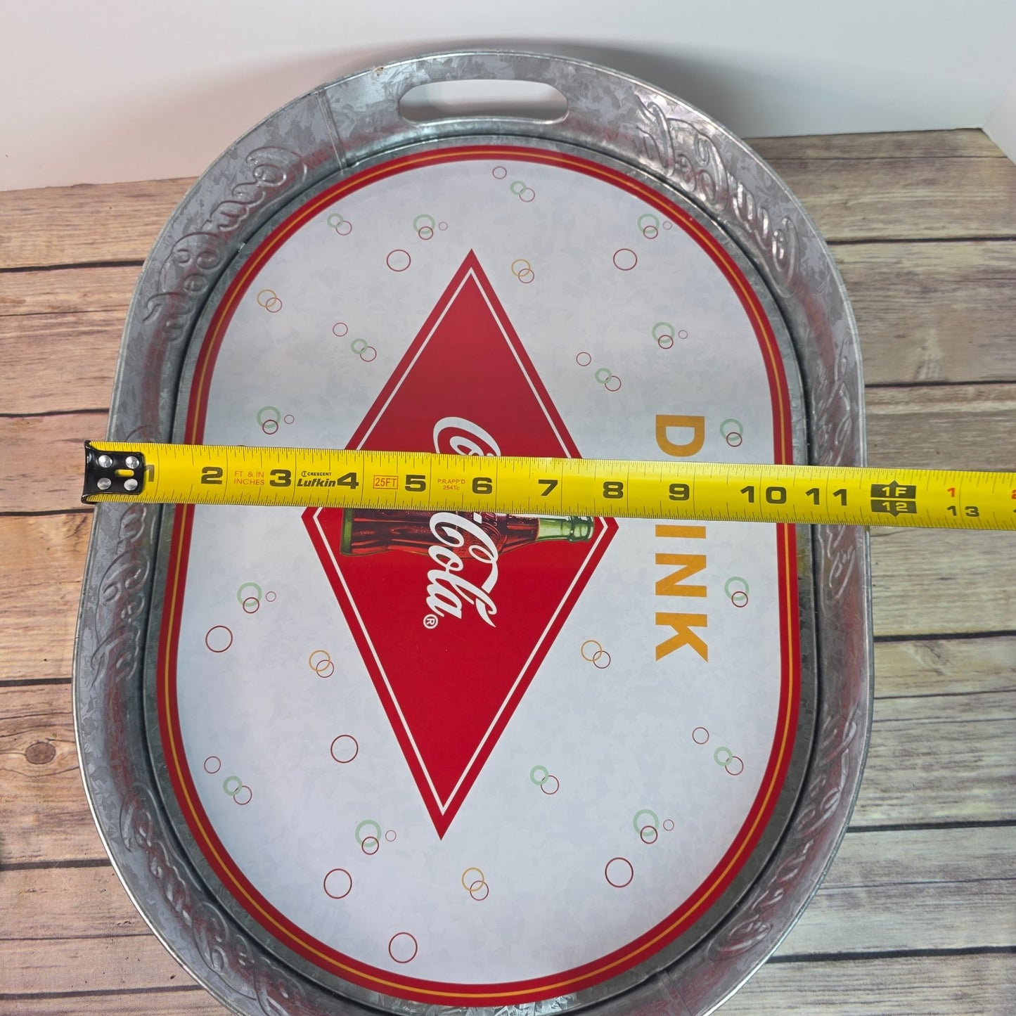 Coca-Cola Oval Galvanized Serving Tray With Handles Vintage Style Collectible