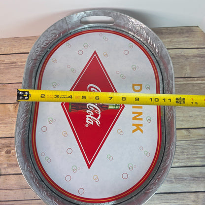 Coca-Cola Oval Galvanized Serving Tray With Handles Vintage Style Collectible