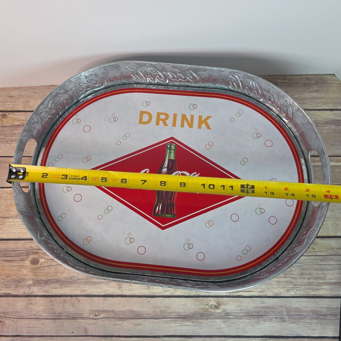 Coca-Cola Oval Galvanized Serving Tray With Handles Vintage Style Collectible