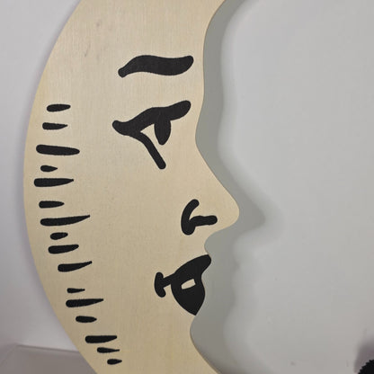 Wooden Crescent Moon & Floral Halloween Wreath 12"