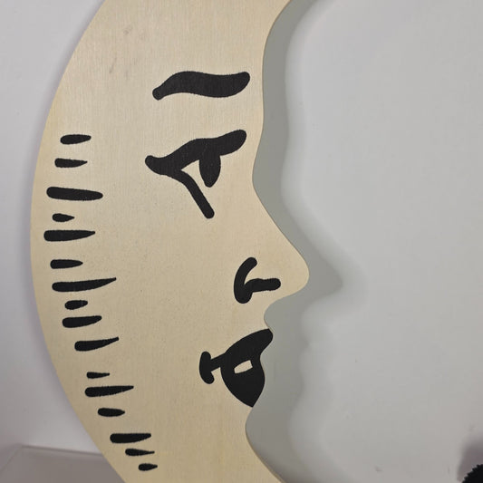 Wooden Crescent Moon & Floral Halloween Wreath 12"