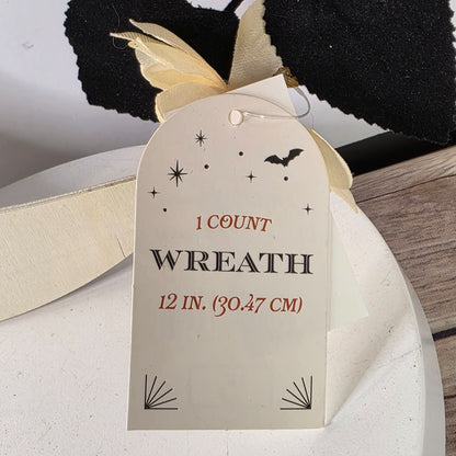 Wooden Crescent Moon & Floral Halloween Wreath 12"