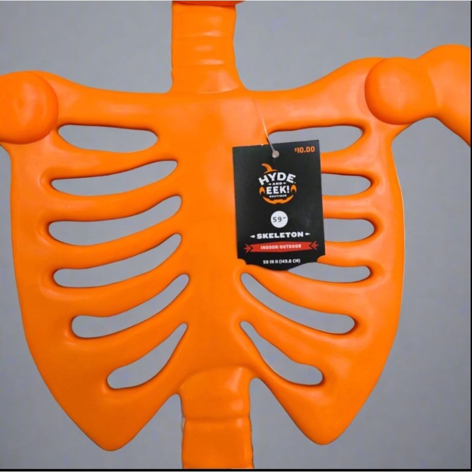 Hyde & Eek! Halloween 59" Poseable Orange Skeleton Indoor/Outdoor Decoration