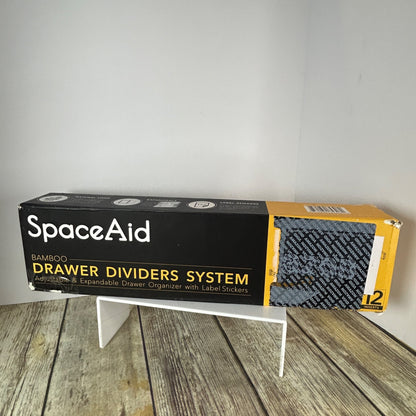 SpaceAid Bamboo Drawer Dividers System With Inserts & Labels Adjustable Organizer 6 Dividers With 12 Inserts (13.25-17 In)