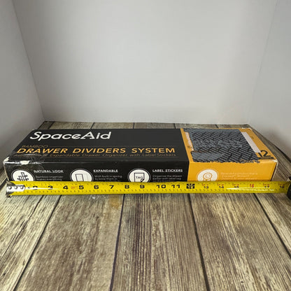 SpaceAid Bamboo Drawer Dividers System With Inserts & Labels Adjustable Organizer 6 Dividers With 12 Inserts (13.25-17 In)