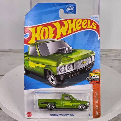 Custom 72 Chevy Luv Metallic Green Lowrider Hot Wheels Collectible Die-Cast Vintage Truck Miniature